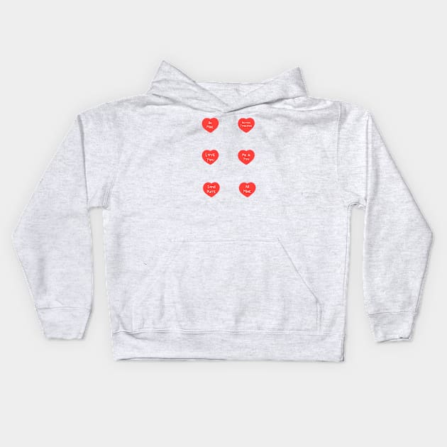 Aesthetic Cute Valentines Heart Day Love Quotes Pack Pattern Kids Hoodie by Artmmey